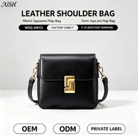 Sac bandoulière carré en cuir véritable XISHANG Direct Leather Factory avec fermoir doré pour les trajets quotidiens, personnalisation de la marque disponible