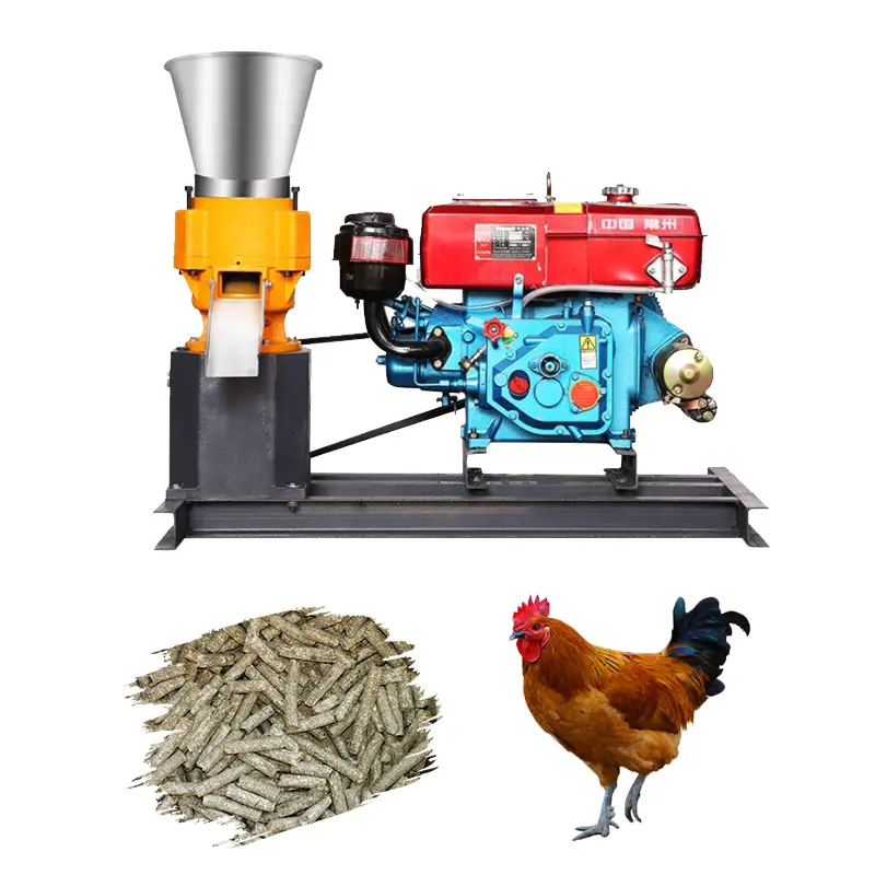 Poultry Feed Cattle Feed Pellet Machine Diesel Engine Animal Provided Gasoline Engine Pet Feed Making Machine 170