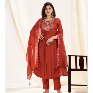 Última colección de suave seda Mull chanderi con ropa interior de algodón - Product Image 1