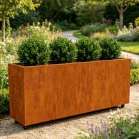 Bac à légumes surélevé en acier Corten, carré ou rectangulaire, avec roues, mobile, robuste, antirouille, écologique, facile à assembler, pour extérieur