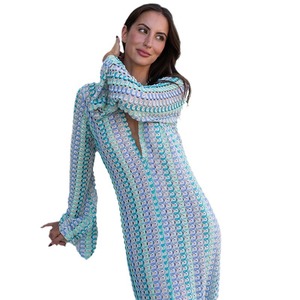 Robe de plage en dentelle à col en V de style vacances européennes et américaines avec motif géométrique teint uni <span class=keywords><strong>taille</strong></span> décontractée <span class=keywords><strong>2XL</strong></span> - Product Image 5