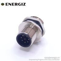 Conector Macho M12 de 8 Pines para Montaje en PCB, Conector Redondo Metálico de Montaje Trasero, Categoría de Producto