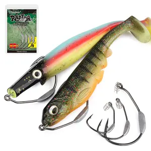 Spinpoler lestée barbelé <span class=keywords><strong>Raptor</strong></span> crochet Swimbait Offset crochet Twistlock goupille de centrage ver souple leurre sans mauvaises herbes Jig Tackle eau salée - Product Image 6