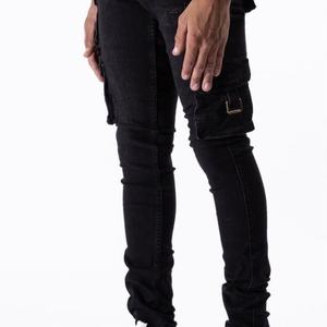 Pantalones Vaqueros de Mezclilla Ajustados al Cuerpo con Múltiples Bolsillos, Estilo Biker, para Hombre, Venta al Por Mayor - Product Image 3