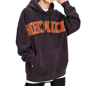 Sweat à capuche en coton épais pour homme, broderie 3D personnalisée, pull en molleton - Product Image 1