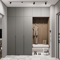 Armoire d'entrée moderne Balom personnalisée, gris mat, avec banc à chaussures intégré pour l'organisation du rangement dans l'entrée résidentielle