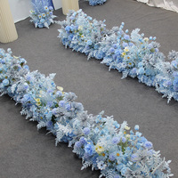 Arrangements floraux de mariage complets en tons bleus, décorations florales artificielles en soie, y compris des fleurs d'allée, des marqueurs de chemin et un toile de fond