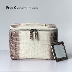 Elegant Texture Pattern Leather <b>Travel</b> Cosmetic Storage Case Wash <b>Bag</b> With Handle Organizer <b>Makeup</b> Custom Logo 00033 Crocodile P - Product Image 3