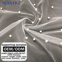 Tissu en tulle doux léger pour filles, personnalisé, 100 % polyester, tricot warp ripstop, maille 3D perlée, pour décoration de robe de mariée