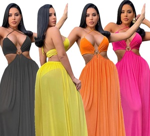 Y208091 bretelles Offres Spéciales personnalisées robe de vacances évidée sexy robes décontractées d'été longueur au sol - Product Image 1