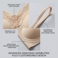 Soutien-gorge en dentelle personnalisable de luxe pour le quotidien, avec bretelles scintillantes, sans couture, respirant, bralette en gelée pour femme de bureau