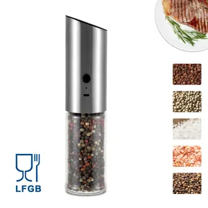 Gravity Salt Pepper Grinders Stainless Steel Rechargeable USB Gravity Automatic Electric Spice Himalayan Salt And Pepper Grinder Set