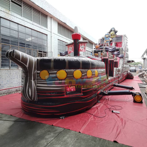 Tobogan acuatico hinchable giant outdoor the black pearl <b>inflatable</b> pirate ship <b>slide</b> with bounce area - Product Image 4