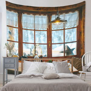 <span class=keywords><strong>Tapiz</strong></span> <span class=keywords><strong>mural</strong></span> con vista de ventana, <span class=keywords><strong>tapiz</strong></span> decorativo de pared con arte 3D de paisaje para dormitorio - Product Image 1