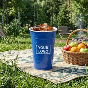 Gobelets en plastique PP jetables personnalisés de 16 oz avec logo de marque, réutilisables, pour Beer Pong, ensemble de gobelets de fête Beer Pong, gobelet rouge - Product Image 2
