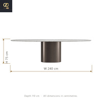 Table à manger en marbre italien de style luxueux pour villa et restaurant, mobilier au style épuré, table à manger moderne
