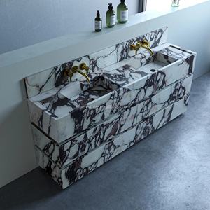 حوض زينة رخامي كالاكاتا فيولا مخصص حوض حمام حجري يدوي الصنع لديكورات داخلية فريدة - Product Image 5