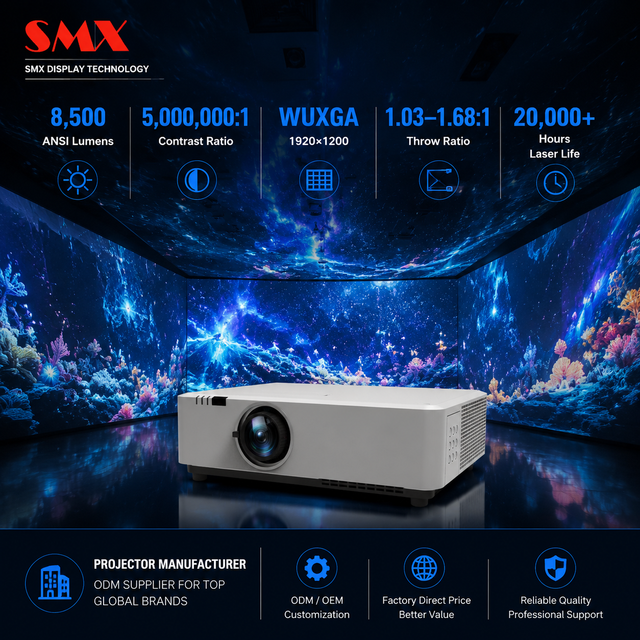 ODM Projector Manufacturer 8500 ANSI Lumens DLP Laser 3D Projector WUXGA 360 Degree Immersive Projection