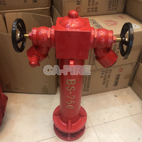 Hydrant d'incendie à pilier BS750, corps en fonte ductile, vanne de raccordement en laiton à 2 voies, raccord femelle oblique, revêtement en poudre rouge
