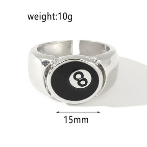 Stile Punk biliardo numero nero 8 anello regolabile di apertura per le donne uomini in lega di metallo anelli moda Hip Hop <span class=keywords><strong>Rock</strong></span> gioielli regalo - Product Image 6