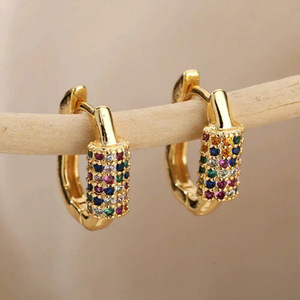 Pendientes de Oreja con Forma de Cilindro de Color Arcoíris para Mujer, Accesorios para el Día a Día - Product Image 4