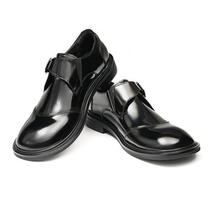 Chaussures en cuir pour hommes - Chaussures habillées brillantes à bout rond, chaussures décontractées, design à boucle, en cuir de vachette - Product Image 5