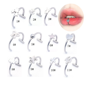 Gaby, venta al por mayor, anillo de <span class=keywords><strong>labio</strong></span> <span class=keywords><strong>falso</strong></span> de acero inoxidable 316L 20G en forma de corazón, clip sin perforación en el cuerpo del labret, joyería para mujer - Product Image 3