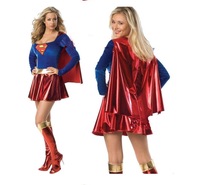 Damen Superhelden-Kostüm aus Samt/Lackleder - Langärmliges Cape Mini-Kleid Bühnenoutfit Großhandel