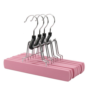 Wooden Skirt Hanger With Clips Multi Functional For <b>Clothes</b> Pants And Hair Storage Organizer Rectangle Shape Wall Mounted Type - Product Image 5