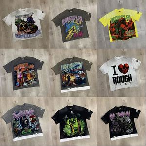 T-shirt Boxy <span class=keywords><strong>Homme</strong></span> 100% Coton Imprimé Graffiti RoughPlay avec Strass Thermocollés – Collection Streetwear – Nouvelle Vente Chaude - Product Image 2