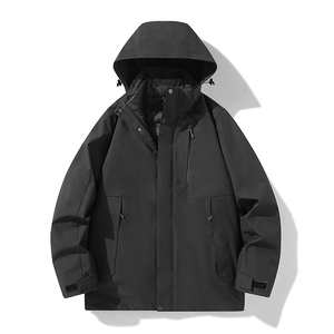 แจ็กเก็ตแบบทรีอินวันสำหรับผู้ชายสีทึบเสื้อแจ็คเก็ตกลางแจ้งเล่นกีฬาให้ความอบอุ่นในฤดูหนาวโลโก้แบบคลาสสิกแบบ2025 - Product Image 1