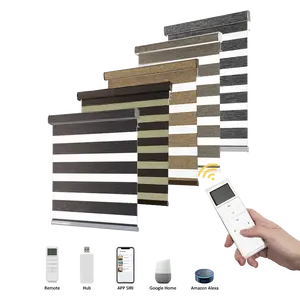 Zebra Shades Customized Polyester Window Smart Motorized Automatic Blackout Zebra Blinds