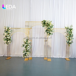 LEDA Wedding Supplies Shiny Gold Metal Arch Wedding Stage <b>Backdrop</b> Flower Hanging <b>Backdrop</b> <b>Stand</b> for Events Decor - Product Image 3