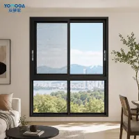 Yomoga Horizontales Schmalrahmen-Schiebefenster mit Magnetischem Fliegengitter und Gehärtetem Sicherheitsglas für Villen, Schulen und Fabriken - Maßanfertigung