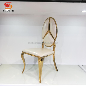 Chaises ovales de banquet de mariage en or de style moderne LISSE en acier inoxydable et PU pour l'utilisation de la décoration d'événements - Product Image 2
