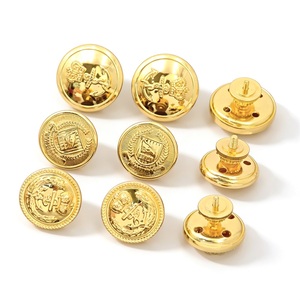 Boutons ronds en métal doré avec logo en relief, style classique pour uniformes et vêtements de cérémonie - Product Image 3