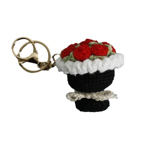 Dulce hecho a mano Mini <span class=keywords><strong>lana</strong></span> ganchillo flor colgante creativo tejido a mano plantas decorativas bolsa colgante y llavero - Product Image 5