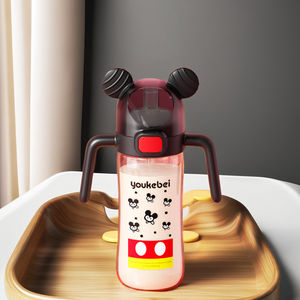 2024 portátil 300ml PP biberón de bebé sin BPA mango de dibujos animados de silicona mamadeira de vidrio recto para agua potable recién nacida - Product Image 2