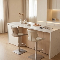 Tabourets de bar commerciaux pivotants à hauteur réglable, chaise de comptoir de cuisine avec base en acier inoxydable, siège de réception en cuir respirant
