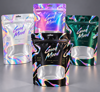 Sacs en Mylar refermables en plastique avec fenêtre, qualité alimentaire, anti-odeur, 3.5 7G 1Oz