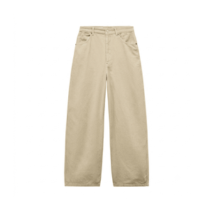 Pantalon chino décontracté pour homme en coton vert olive uni, coupe droite, taille mi-haute, braguette boutonnée, respirant, délavé, automne - Product Image 5