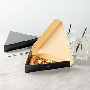 Caja para Rebanadas de Pizza, Contenedores Tipo Concha para Rebanadas de Pizza, Resistentes a la Grasa, con Cierre de Lengüeta, Papel Negro, Cajas Individuales para Pizza para Restaurantes y Kioscos - Product Image 3
