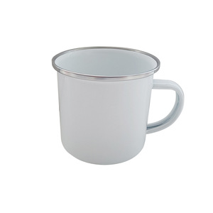 <b>Enamel</b> Mug White Silver Rim Dye Sublimation Coated Drink <b>Cup</b> Without Lid 77g Zhejiang Origin - Product Image 3
