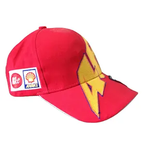 Wholesale Men Women Custom Red 6 Panel Hats Structured Baseball Cap With Embroidery Decoration