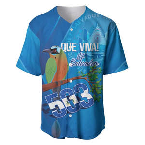 Camiseta de Béisbol Personalizada de El Salvador, <span class=keywords><strong>Guardabarranco</strong></span> 503, Día de la Independencia, Sublimación, Orgullo de El Salvador - Product Image 3