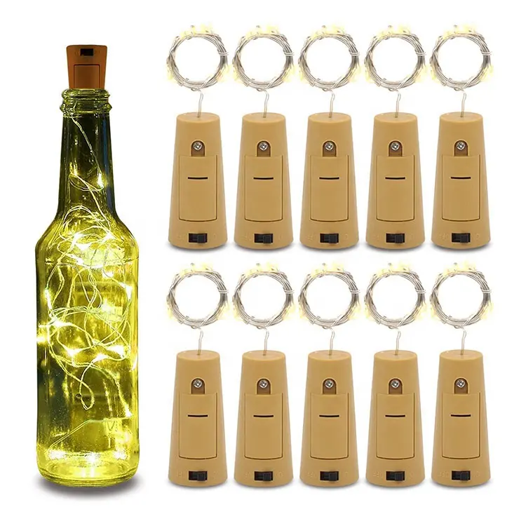 Kanlong LED Wine Bottle Cork Copper Wire Fairy Lights Led String Battery Operated Outdoor Solar Fairy Lights with cork