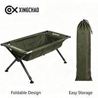 Lit de pêche pliant à quatre pieds avec cadre métallique renforcé antirouille, réglage indépendant des pieds, station de protection pour grosses carpes en bord de lac