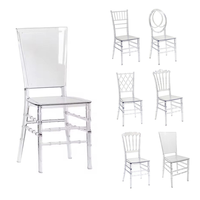 Modern Luxury Transparent Clear Crystal Resin Acrylic Throne Chair Dining Outdoor Hotels Banquets Parties Wedding Events Made PC chaise en plastique