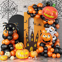 Kit d'arche de guirlande de ballons d'Halloween, toile d'araignée, chauve-souris, latex, feuille métallisée, thème maison hantée, fantôme, squelette, citrouille, pour décoration intérieure