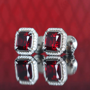 Eleganti Orecchini a Perno Quadrati Rossi per Donne, Accessori per Orecchie Stile Cerimonia - Product Image 2